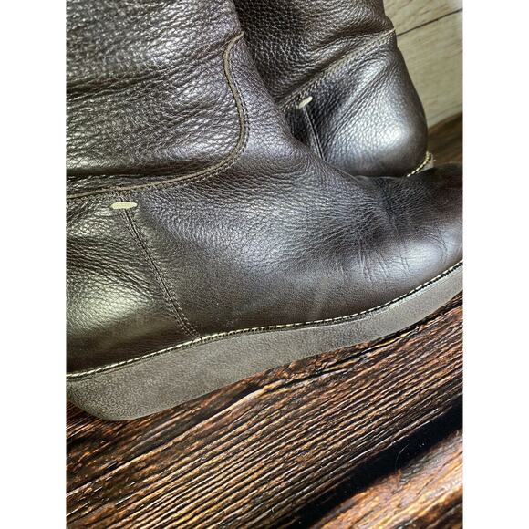 Daniblack Brown Calf-Length Pull On Wedge Heel Boots, Sz 7.5M - Picture 8 of 10